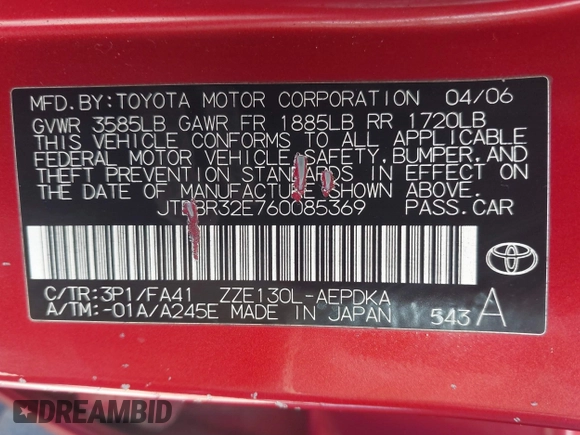 2006 Toyota Corolla CE с VIN JTDBR32E760085369, выставлен на аукционе IAAI как лот 42256032 с пробегом 216 670 миль миль и . История ставок и продаж доступна на DreamBid. Изображение 9.