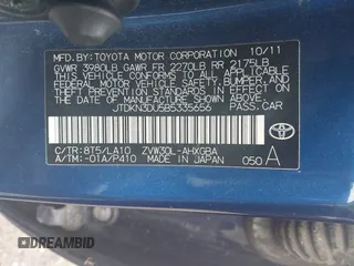 2011 Toyota Prius I z VIN JTDKN3DU5B5335656, wystawiony jako IAAI lot #42177792 z przebiegiem 290 104 mil mil oraz . Historia ofert i sprzedaży dostępna na DreamBid. Obrazek 9.