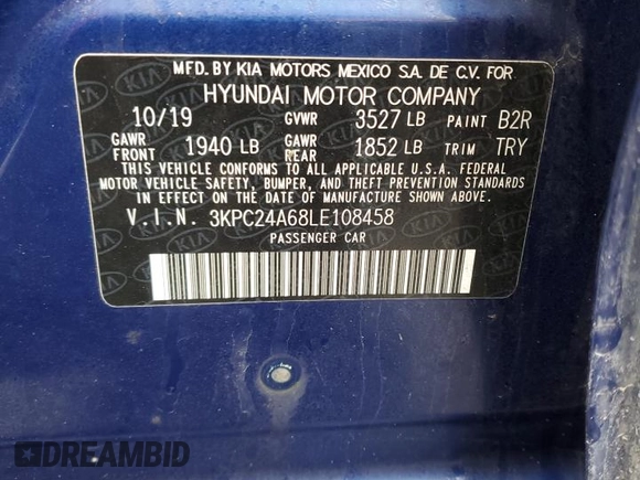 2020 Hyundai Accent SE with VIN 3KPC24A68LE108458, listed as a Copart auction lot 48017955 with 114,373 mi miles and Non Repairable. Bid and sale history available at carsss.com. Image 14.