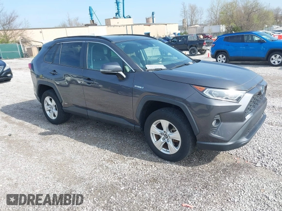 2019 Toyota RAV4 Hybrid XLE with VIN 2T3RWRFV0KW027727, listed as a IAAI auction lot 41881450 with 20,568 mi miles. Bid and sale history available at carsss.com. Image 1.