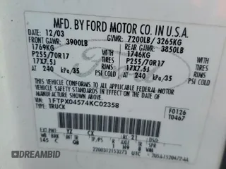2004 Ford F-150 XLT z VIN 1FTPX04574KC02358, wystawiony jako Copart lot #61092185 z przebiegiem 32 876 mil mil oraz Szkoda całkowita • Salvage title. Historia ofert i sprzedaży dostępna na DreamBid. Obrazek 12.