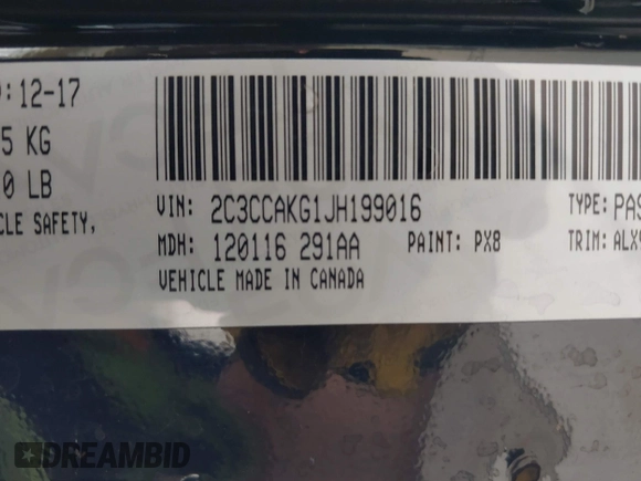2018 Chrysler 300 Limited with VIN 2C3CCAKG1JH199016, listed as a IAAI auction lot 42065891 with 85,547 mi miles. Bid and sale history available at carsss.com. Image 9.