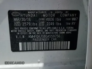 2016 Hyundai Azera с VIN KMHFG4JG8GA559756, выставлен на аукционе Copart как лот 62871655 с пробегом 82 863 миль миль и Списание • Salvage title. История ставок и продаж доступна на DreamBid. Изображение 12.