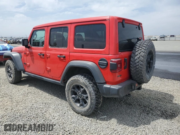 2021 Jeep Wrangler Unlimited Willys with VIN 1C4HJXDM8MW603982, listed as a Copart auction lot 52986495 with 80,474 mi miles and Salvage title. Bid and sale history available at DreamBid. Image 2.