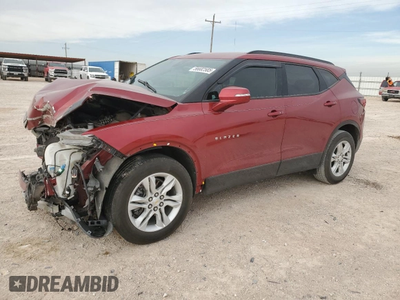 2021 Chevrolet Blazer LT with VIN 3GNKBCRS5MS566489, listed as a Copart auction lot 56682585 with 42,092 mi miles and Salvage title. Bid and sale history available at DreamBid. Image 1.