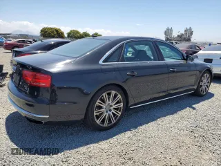 2013 Audi A8 4.0L with VIN WAUR2AFD5DN010742, listed as a Copart auction lot 62687735 with 107,984 mi miles and Salvage title. Bid and sale history available at DreamBid. Image 3.