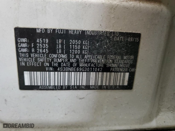 2016 Subaru Legacy 2.5i Premium with VIN 4S3BNBE69G3011042, listed as a Copart auction lot 44833995 with 113,462 mi miles and Salvage Title. Bid and sale history available at carsss.com. Image 12.