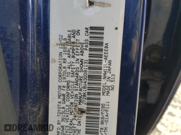 2003 Toyota Prius with VIN JT2BK18U430081131, listed as a Copart auction lot 89019625 with 231,777 mi miles and Salvage Title. Bid and sale history available at carsss.com. Image 14.