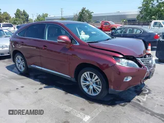 2013 Lexus RX 450h with VIN JTJZB1BA1D2409354, listed as a IAAI auction lot 42472784 with 98,186 mi miles and . Bid and sale history available at DreamBid. Image 1.