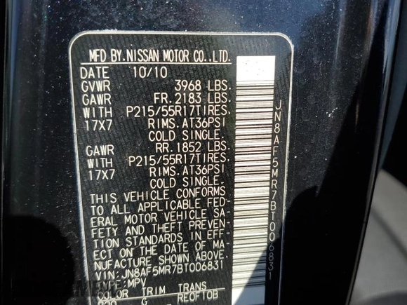 2011 Nissan Juke SL with VIN JN8AF5MR7BT006831, listed as a Copart auction lot 47454755 with 84,916 mi miles and Clean Title. Bid and sale history available at carsss.com. Image 12.