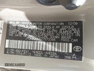 2007 Toyota Prius with VIN JTDKB20U177570088, listed as a IAAI auction lot 42590470 with 151,662 mi miles and . Bid and sale history available at DreamBid. Image 9.