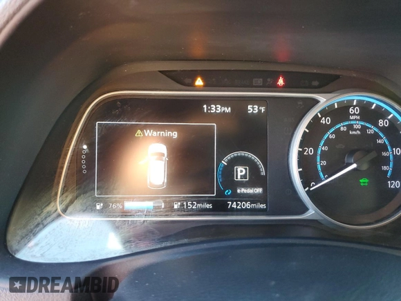 2020 Nissan LEAF SV Plus with VIN 1N4BZ1CP6LC301572, listed as a Copart auction lot 85674154 with 74,206 mi miles and Clean Title. Bid and sale history available at DreamBid. Image 9.