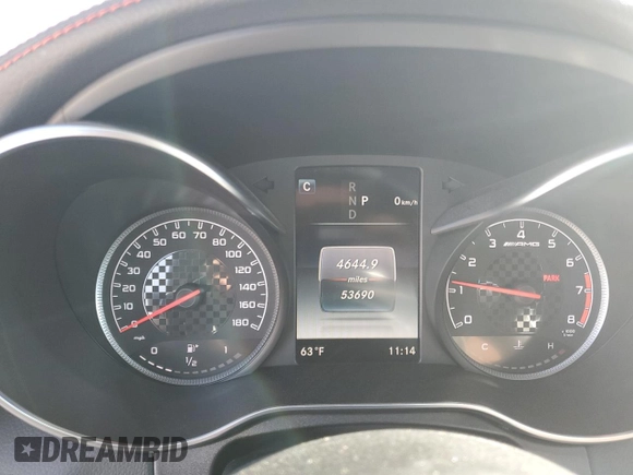 2018 Mercedes-Benz C 43 AMG with VIN WDDWJ6EBXJF678506, listed as a Copart auction lot 48525655 with 53,690 mi miles and Salvage Title. Bid and sale history available at DreamBid. Image 9.