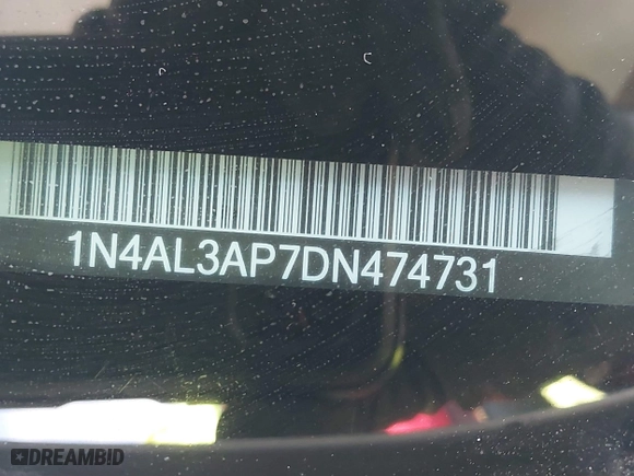 2013 Nissan Altima 2.5 SL with VIN 1N4AL3AP7DN474731, listed as a IAAI auction lot 41439282 with 180,718 mi miles. Bid and sale history available at carsss.com. Image 9.