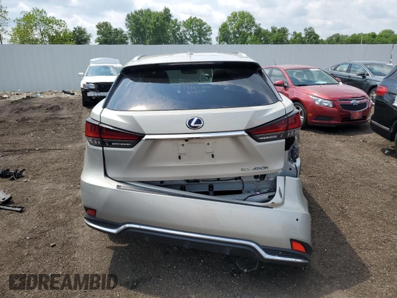 2021 Lexus RX 450h with VIN 2T2JGMDA5MC071860, listed as a Copart auction lot 60229955 with 61,500 mi miles and Non repairable. Bid and sale history available at DreamBid. Image 6.