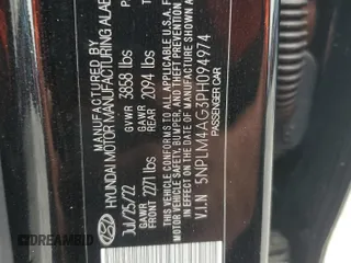 2023 Hyundai Elantra SEL z VIN 5NPLM4AG3PH094974, wystawiony jako Copart lot #58488645 z przebiegiem 41 141 mil mil oraz Szkoda całkowita • Salvage title. Historia ofert i sprzedaży dostępna na DreamBid. Obrazek 12.