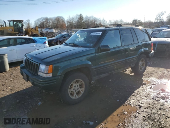 1997 Jeep Grand Cherokee Limited with VIN 1J4GZ78Y2VC728605, listed as a Copart auction lot 83342804 with 104,185 mi miles and Salvage Title. Bid and sale history available at carsss.com. Image 1.