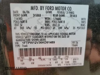 2006 Ford F-150 XLT with VIN 1FTPW12V36KD91489, listed as a Copart auction lot 51174535 with 140,008 mi miles and Salvage Title. Bid and sale history available at carsss.com. Image 15.