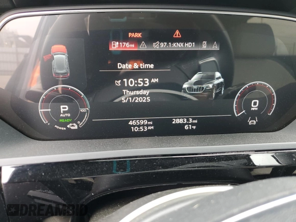 2022 Audi e-tron Premium with VIN WA1AABGE1NB022142, listed as a Copart auction lot 55533575 with 46,599 mi miles and Salvage Title. Bid and sale history available at DreamBid. Image 9.