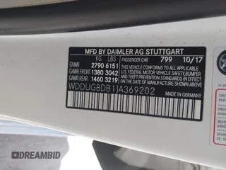 2018 Mercedes-Benz S 560 z VIN WDDUG8DB1JA369202, wystawiony jako IAAI lot #41886419 z przebiegiem 60 320 mil mil oraz . Historia ofert i sprzedaży dostępna na DreamBid. Obrazek 9.