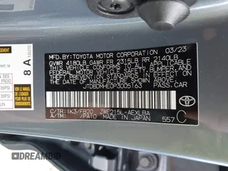 2023 Toyota Corolla Hybrid LE with VIN JTDBDMHE0P3005163, listed as a IAAI auction lot 41631670 with 10,956 mi miles. Bid and sale history available at carsss.com. Image 9.