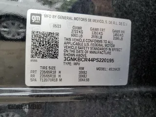 2023 Chevrolet Blazer LT с VIN 3GNKBCR44PS220195, выставлен на аукционе Copart как лот 57272495 с пробегом 41 807 миль миль и Списание • Salvage title. История ставок и продаж доступна на DreamBid. Изображение 14.