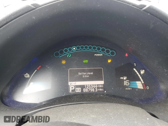 2015 Nissan LEAF SV with VIN 1N4AZ0CP5FC305087, listed as a Copart auction lot 53529845 with 125,344 mi miles and Salvage Title. Bid and sale history available at carsss.com. Image 9.
