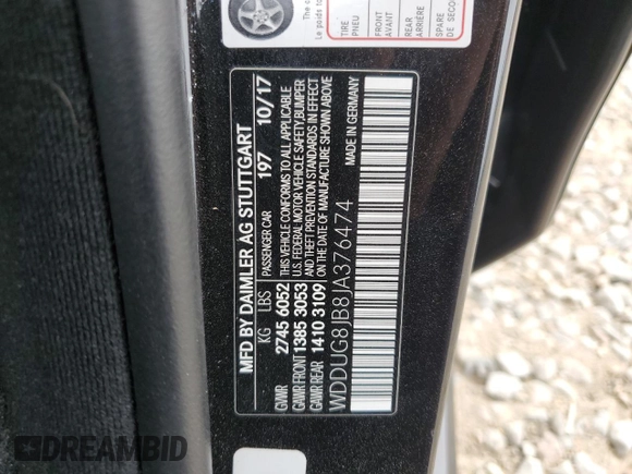 2018 Mercedes-Benz S 63 AMG with VIN WDDUG8JB8JA376474, listed as a Copart auction lot 55487394 with 57,490 mi miles and Salvage Title. Bid and sale history available at DreamBid. Image 13.