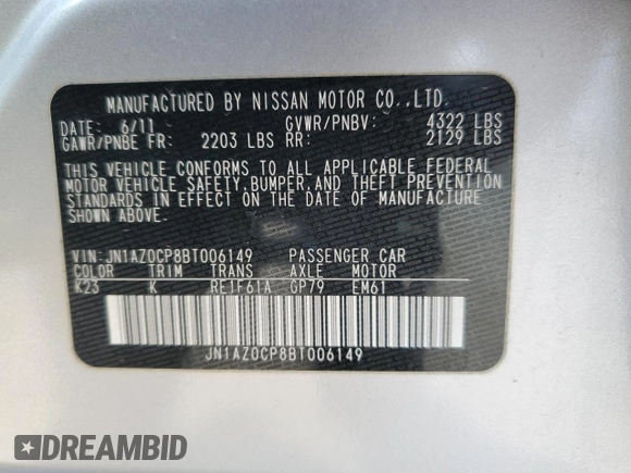 2011 Nissan LEAF SL-e with VIN JN1AZ0CP8BT006149, listed as a Copart auction lot 49096905 with 24,379 mi miles and Clean Title. Bid and sale history available at carsss.com. Image 12.