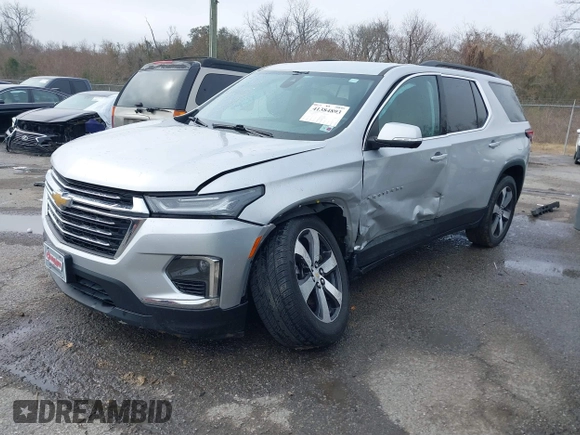 2022 Chevrolet Traverse LT Leather with VIN 1GNERHKW7NJ128403, listed as a IAAI auction lot 41384893 with 100,661 mi miles. Bid and sale history available at carsss.com. Image 2.