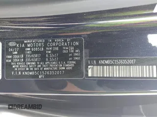 2018 Kia Sedona LX with VIN KNDMB5C15J6352017, listed as a IAAI auction lot 41787590 with 110,159 mi miles. Bid and sale history available at carsss.com. Image 9.