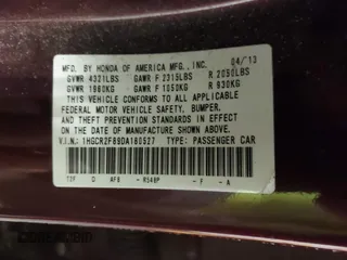 2013 Honda Accord EX-L with VIN 1HGCR2F89DA180527, listed as a IAAI auction lot 41416759 with 112,530 mi miles and . Bid and sale history available at DreamBid. Image 9.