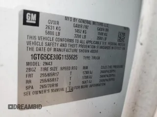 2016 GMC Canyon 2WD SLE with VIN 1GTG5CE30G1155625, listed as a Copart auction lot 44644585 with 80,121 mi miles and Salvage Title. Bid and sale history available at carsss.com. Image 12.