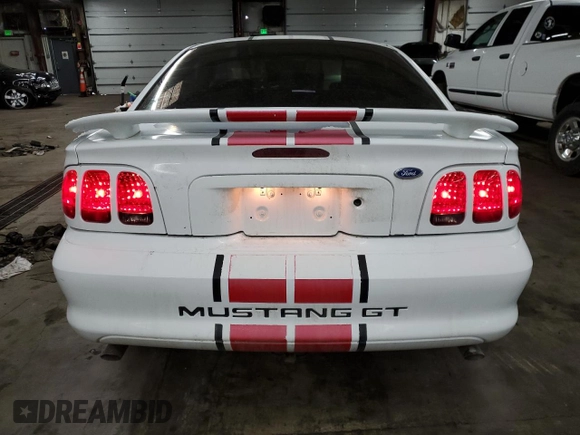 1997 Ford Mustang GT with VIN 1FALP42X3VF140564, listed as a Copart auction lot 44240605 with 120,738 mi miles and Salvage title. Bid and sale history available at DreamBid. Image 6.
