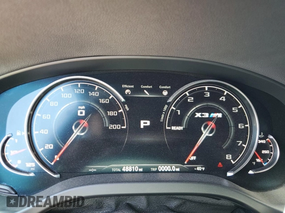 2020 BMW X3 M Competition with VIN 5YMTS0C0XL9B25357, listed as a Copart auction lot 62600425 with 48,810 mi miles and Salvage title. Bid and sale history available at DreamBid. Image 9.