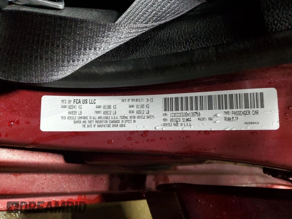 2016 Chrysler 200 C with VIN 1C3CCCEG3GN135759, listed as a Copart auction lot 86596924 with 101,063 mi miles and Salvage Title. Bid and sale history available at carsss.com. Image 14.