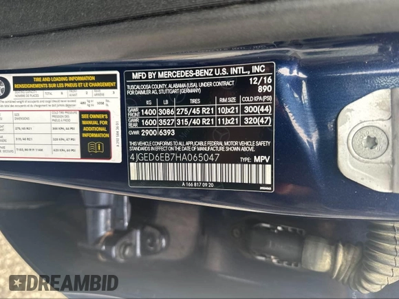 2017 Mercedes-Benz GLE 43 AMG with VIN 4JGED6EB7HA065047, listed as a IAAI auction lot 42471467 with 149,833 mi miles and . Bid and sale history available at DreamBid. Image 9.