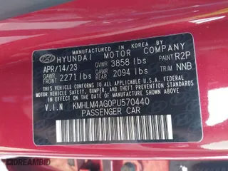 2023 Hyundai Elantra SEL with VIN KMHLM4AG0PU570440, listed as a IAAI auction lot 41467925 with 12,741 mi miles. Bid and sale history available at carsss.com. Image 9.