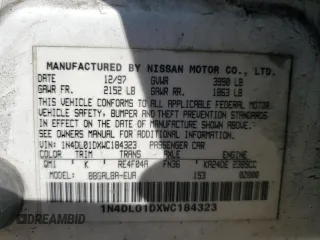 1998 Nissan Altima XE with VIN 1N4DL01DXWC184323, listed as a Copart auction lot 44202755 with 179,478 mi miles and Salvage Title. Bid and sale history available at carsss.com. Image 12.