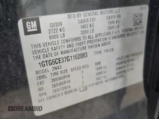 2016 GMC Canyon 4WD SLE with VIN 1GTG6CE37G1162083, listed as a Copart auction lot 72195474 with 94,869 mi miles and Salvage Title. Bid and sale history available at carsss.com. Image 12.