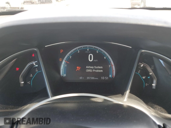 2018 Honda Civic Sedan EX with VIN 2HGFC2F75JH605373, listed as a Copart auction lot 51681105 with 57,388 mi miles and Salvage Title. Bid and sale history available at carsss.com. Image 9.