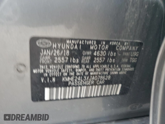 2018 Hyundai Sonata Hybrid SE with VIN KMHE24L3XJA078628, listed as a Copart auction lot 85949024 with 127,444 mi miles and Clean Title. Bid and sale history available at carsss.com. Image 12.
