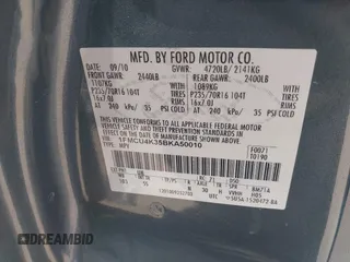 2011 Ford Escape Hybrid с VIN 1FMCU4K35BKA50010, выставлен на аукционе IAAI как лот 42170596 с пробегом 129 044 миль миль и . История ставок и продаж доступна на DreamBid. Изображение 9.