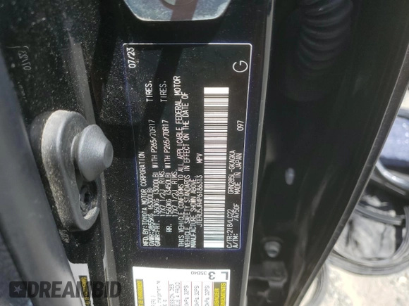 2023 Toyota 4Runner TRD Off Road Premium with VIN JTERU5JR4P6186313, listed as a Copart auction lot 58359335 with 34,715 mi miles and Salvage title. Bid and sale history available at DreamBid. Image 14.