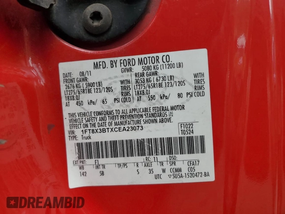 2012 Ford F-350 XL z VIN 1FT8X3BTXCEA23073, wystawiony jako Copart lot #74945424 z przebiegiem 175 510 mil mil oraz Szkoda całkowita • Salvage title. Historia ofert i sprzedaży dostępna na DreamBid. Obrazek 12.