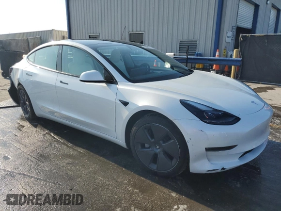 2022 Tesla Model 3 Long Range with VIN 5YJ3E1EB2NF199141, listed as a Copart auction lot 53069145 with 67,140 mi miles and Non Repairable. Bid and sale history available at DreamBid. Image 4.