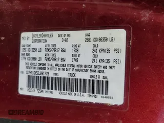 2002 Dodge 1500 with VIN 1D7HA16K52J201779, listed as a Copart auction lot 86694364 with 96,974 mi miles and Salvage Title. Bid and sale history available at DreamBid. Image 12.