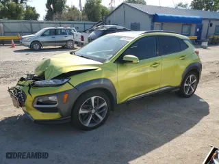 2019 Hyundai Kona Ultimate with VIN KM8K53A59KU381795, listed as a Copart auction lot 73815964 with 144,958 mi miles and Salvage Title. Bid and sale history available at carsss.com. Image 1.