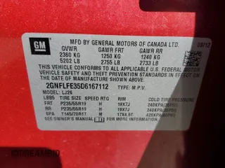 2013 Chevrolet Equinox LTZ with VIN 2GNFLFE35D6167112, listed as a Copart auction lot 45604135 with 137,431 mi miles and Clean Title. Bid and sale history available at carsss.com. Image 13.