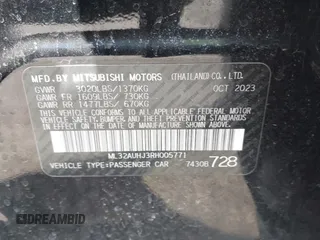 2024 Mitsubishi Mirage ES z VIN ML32AUHJ3RH005771, wystawiony jako IAAI lot #41794179 z przebiegiem 10 879 mil mil oraz . Historia ofert i sprzedaży dostępna na DreamBid. Obrazek 9.